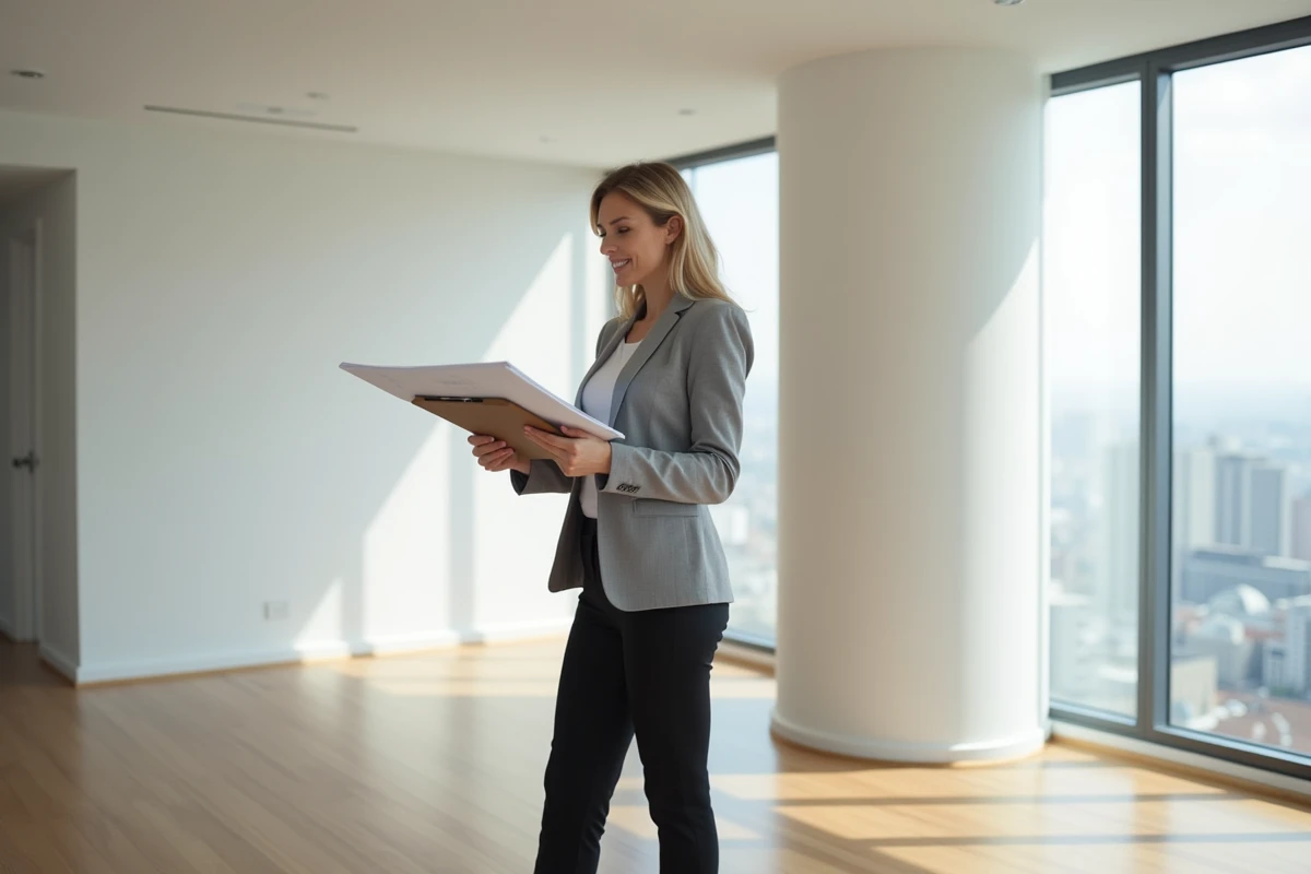 Femme architecte dans un appartement moderne et lumineux