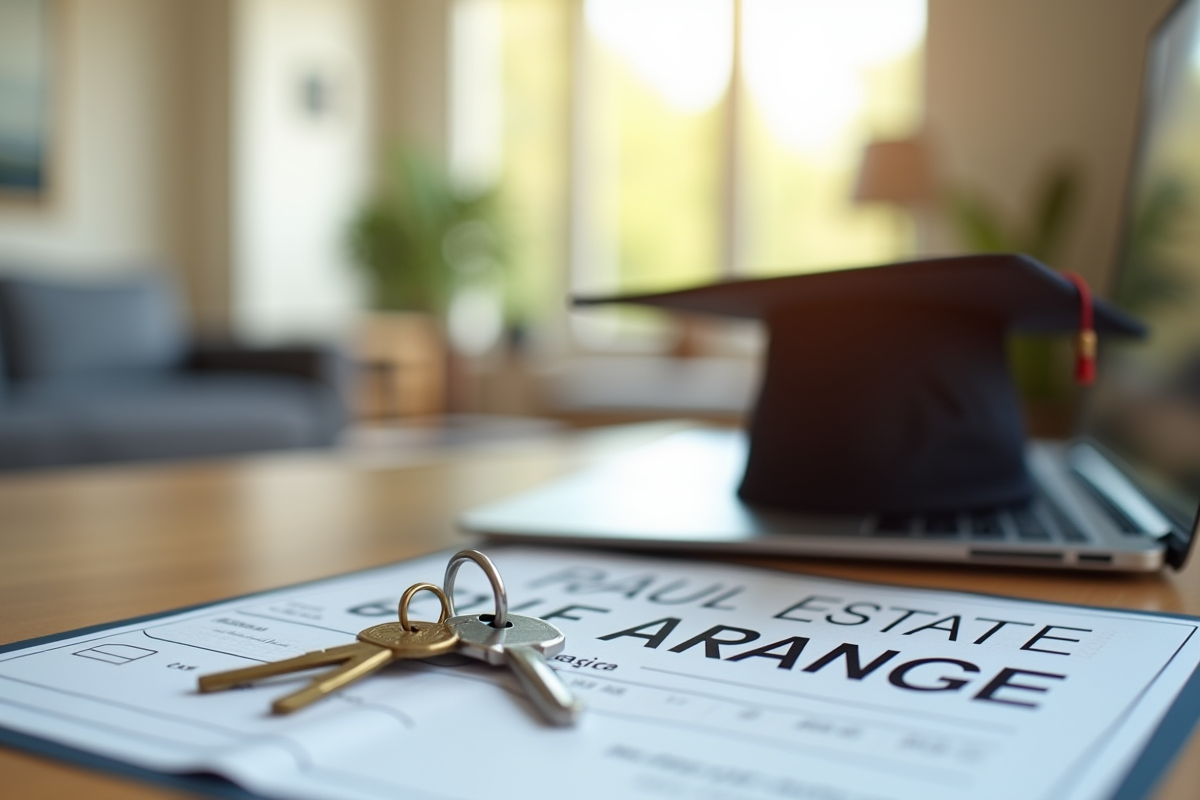 Classeur de licence immobilière clés de maison et ordinateur portable