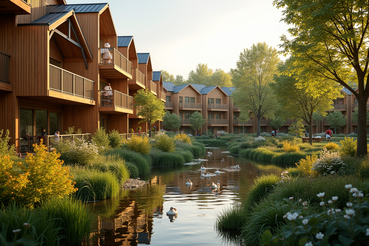 Complexe résidentiel en bois entouré d