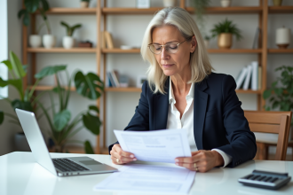 Femme d'affaires en réunion dans un bureau moderne