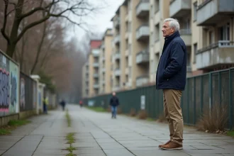 Homme d'âge moyen observant les immeubles à NoisyleGrand