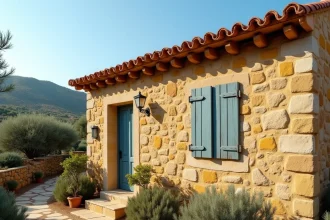 Maison en pierre traditionnelle à vendre en Corse du Sud entourée de végétation méditerranéenne, idéale pour un investissement locatif