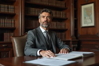 Notaire en costume dans son bureau à Limoges