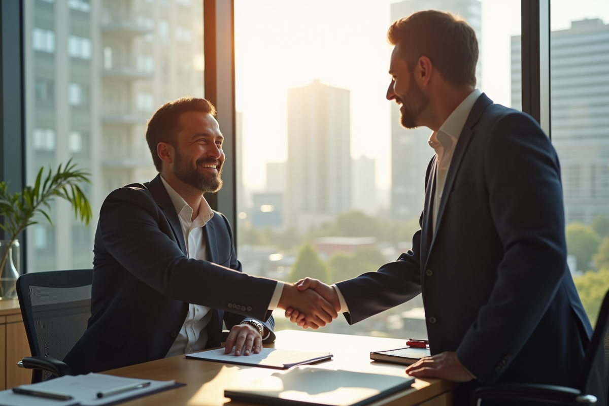 Homme d affaires serrant la main d un conseiller immobilier