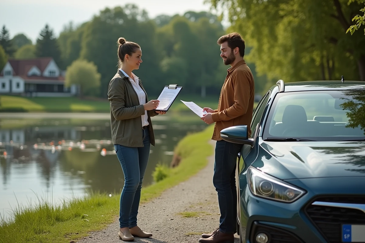Femme discutant avec un vendeur près d