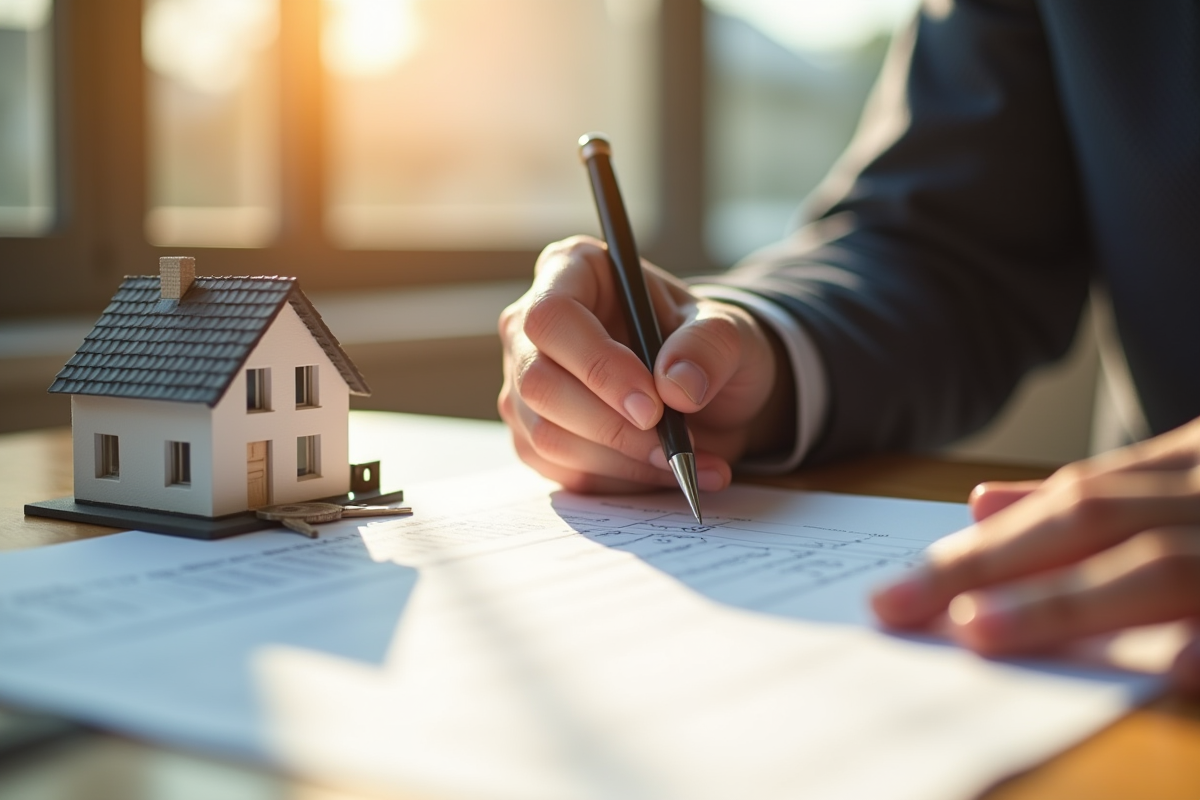 Mains signant contrat d assurance habitation au bureau