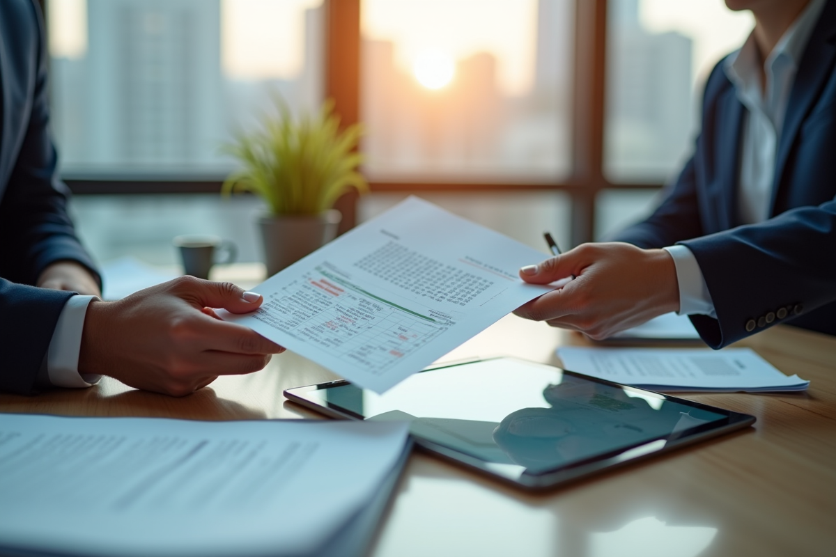 Main d’un conseiller remettant un contrat de prêt immobilier